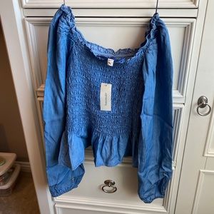 Francesca‘s off the shoulder blue long sleeve top